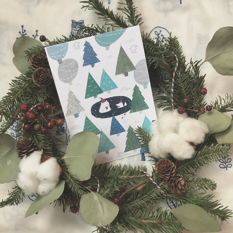 圣诞系列明信片 - 森林中的星空温泉 - 卡片/明信片 - 纸 