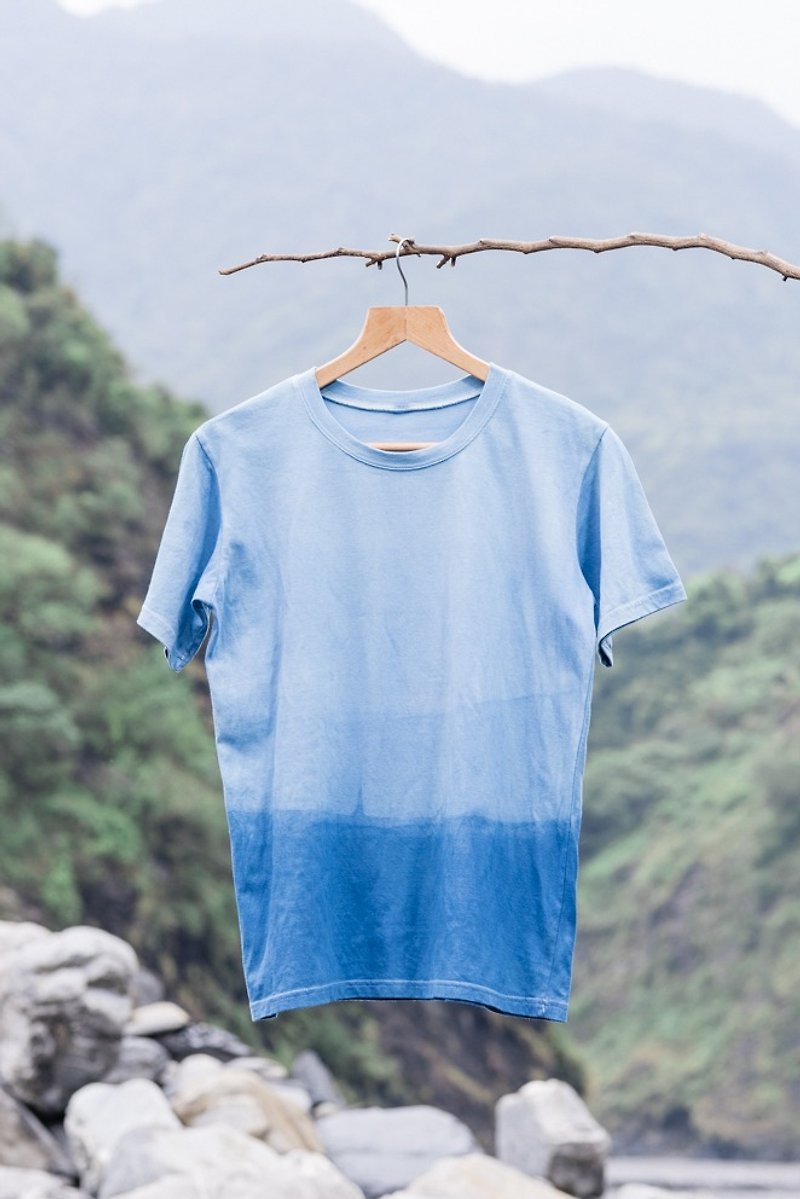 自在染isvara 手工植物蓝染 海洋ocean系列纯棉T-shirt - 女装 T 恤 - 棉．麻 蓝色
