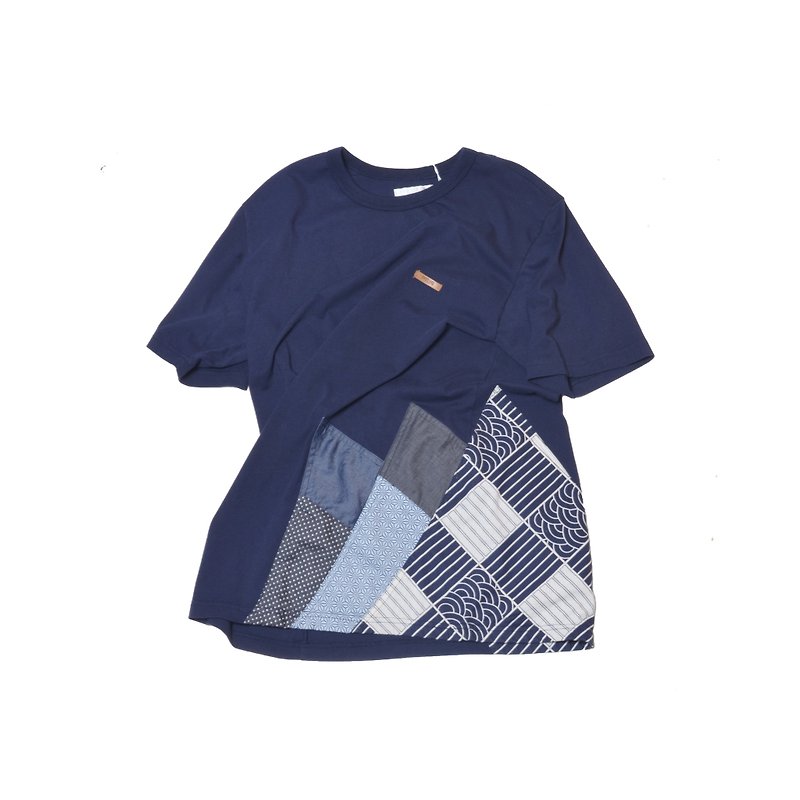 oqLiq - Root – Mountain wave 山浪T-shirt (深蓝) L - 男装上衣/T 恤 - 棉．麻 蓝色