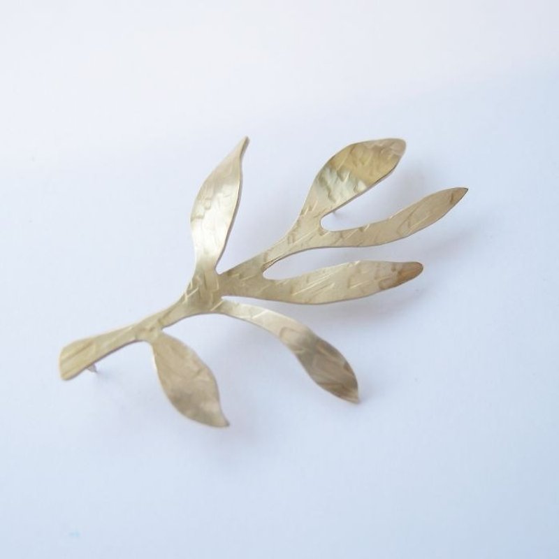 观叶植物5 黄铜 胸针 - 胸针 - 其他金属 金色