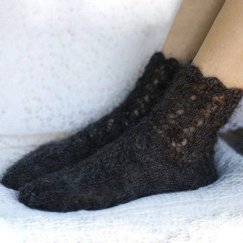 采用天然纤维和山羊绒制成的灰色袜子，值得珍惜的礼物 - 袜子 - 羽绒 灰色