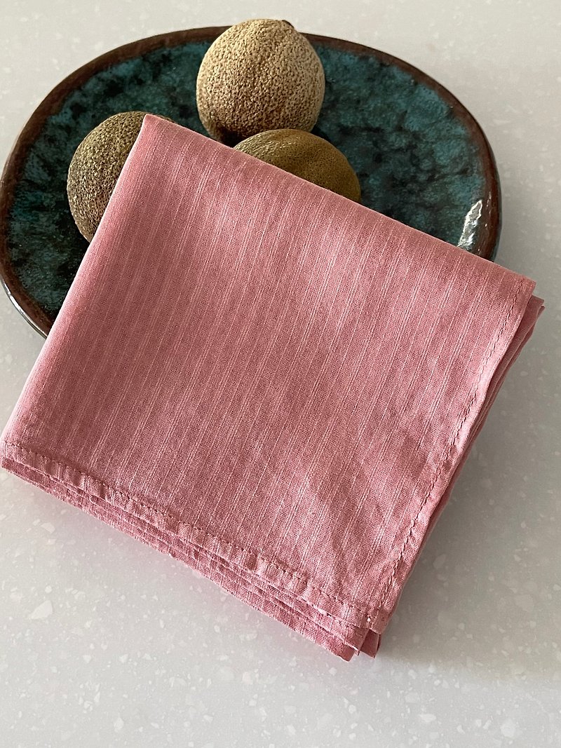 矿物染细织条纹柔棉手帕个性单色系列   茜红