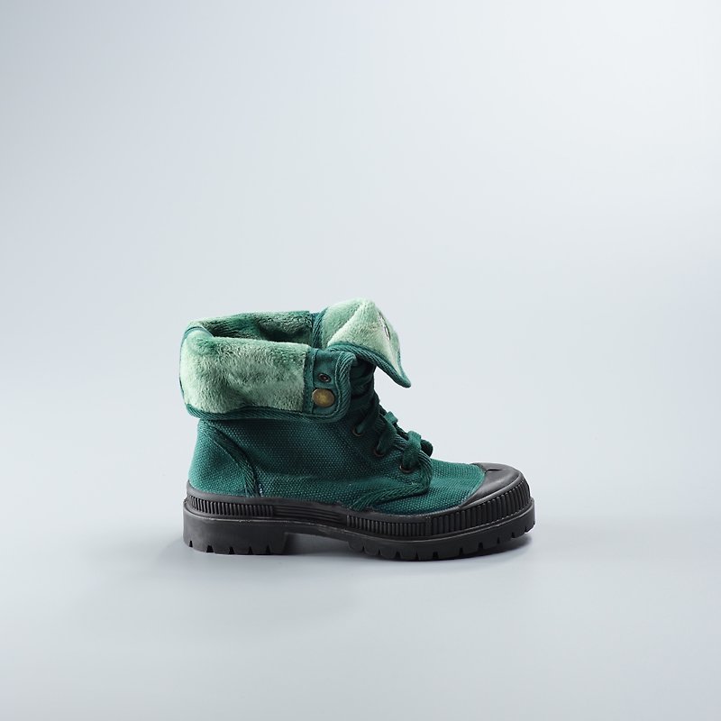 西班牙帆布鞋 冬季刷毛 绿色 黑头 洗旧  860777 大人尺寸 - 女款休闲鞋 - 棉．麻 绿色