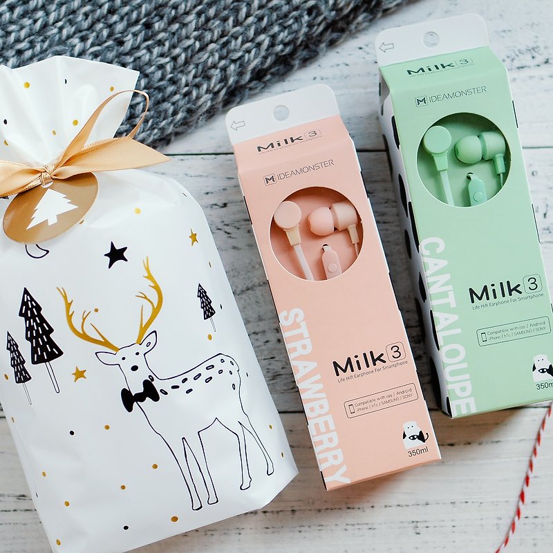 【免费礼物包装】缤纷牛奶线控立体声入耳式耳机 - 耳机 - 塑料 多色