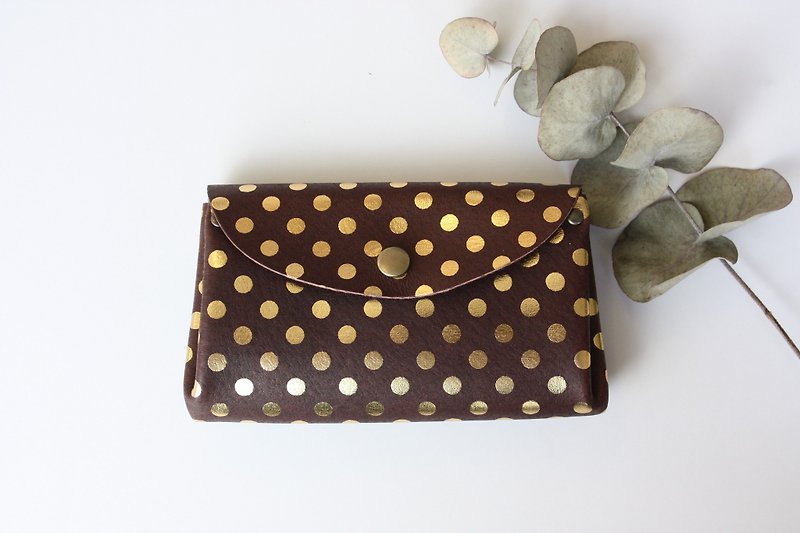 ピッグスキンの小さなお財布　みずたま　チョコレート - 皮夹/钱包 - 真皮 咖啡色