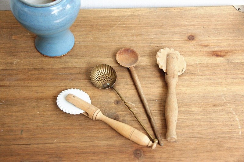 【好日恋物】德国vintage木头厨具四件组 - 厨房用具 - 木头 咖啡色