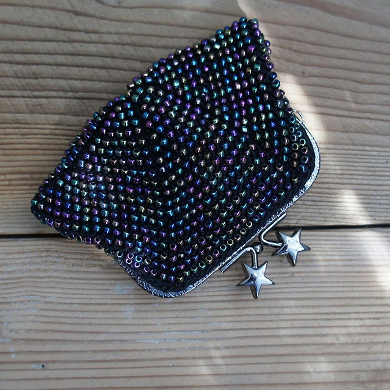 其他材质 化妆包/杂物包 黑色 - Ba-ba handmade Beads crochet coinpurse No.1183