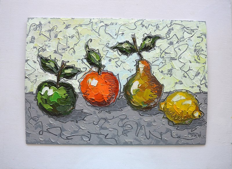 水果画苹果艺术柑橘类食品
