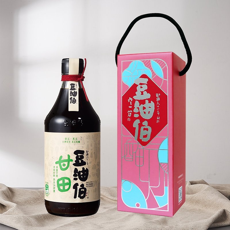 【豆油伯】甘田酿造酱油500ml(薄盐酱油/礼盒) - 酱料/调味料 - 玻璃 