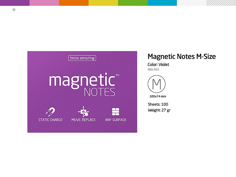 /Tesla Amazing/ Magnetic Notes 磁力便利贴 M-Size 紫 - 贴纸 - 纸 紫色