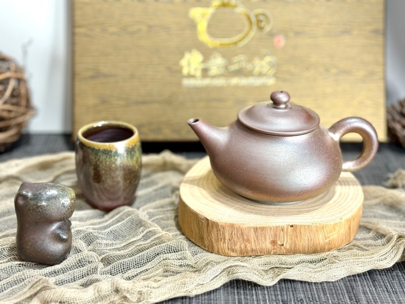 新春柴烧茶器礼盒优惠套组 - 茶具/茶杯 - 陶 