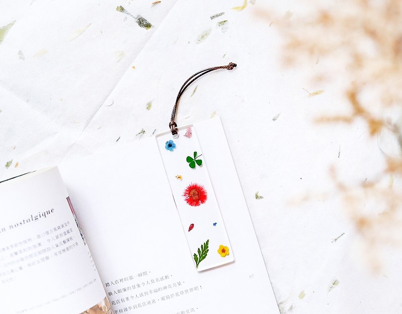 文青系 壓花 書籤 Pressed Flowers Bookmark - 书签 - 植物．花 多色