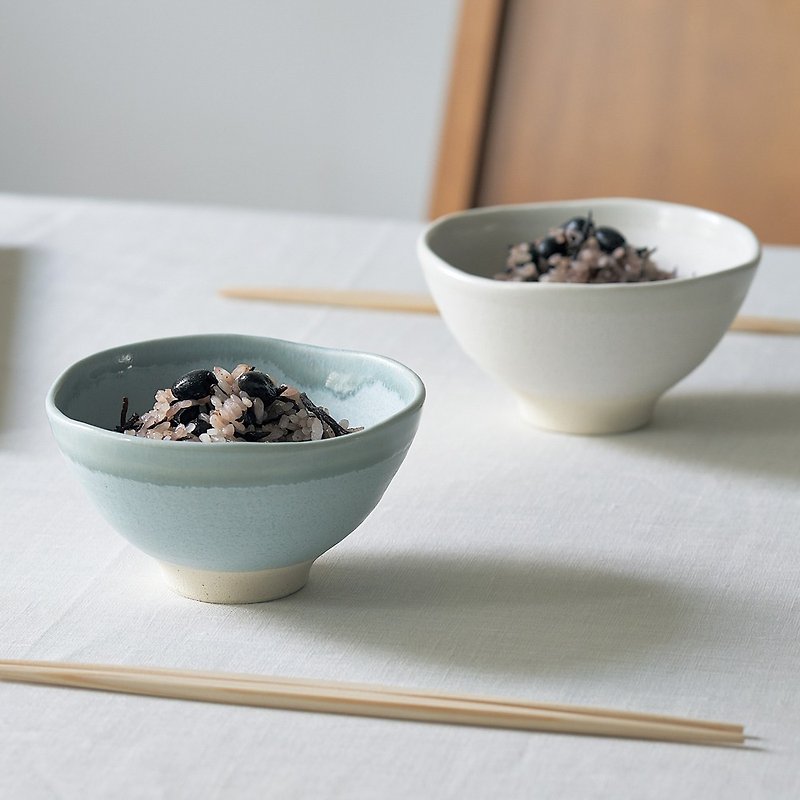 日本美浓烧 - 水波釉对碗礼盒组 - 附筷(4件式) - 310 ml - 碗 - 陶 多色