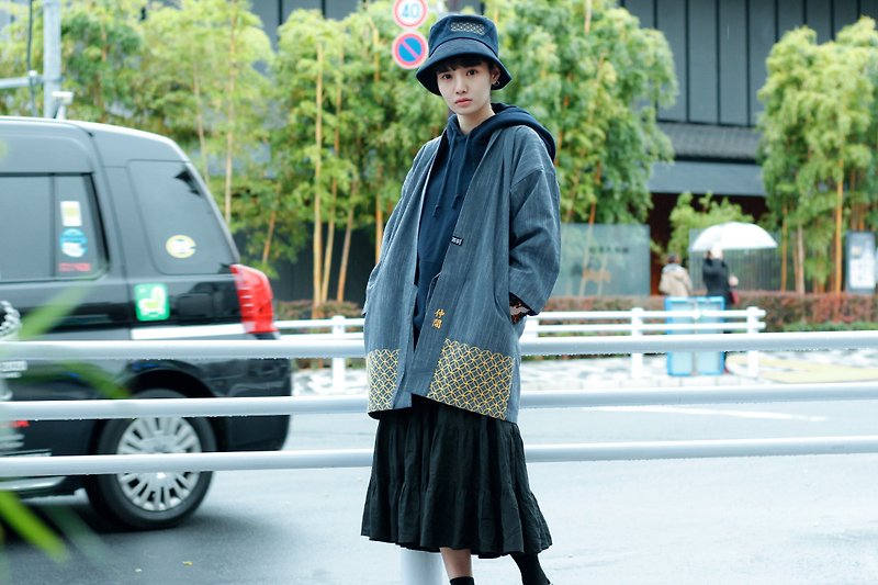 刺子长半缠 棉麻和服 日式 日系 - 女装休闲/机能外套 - 棉．麻 蓝色