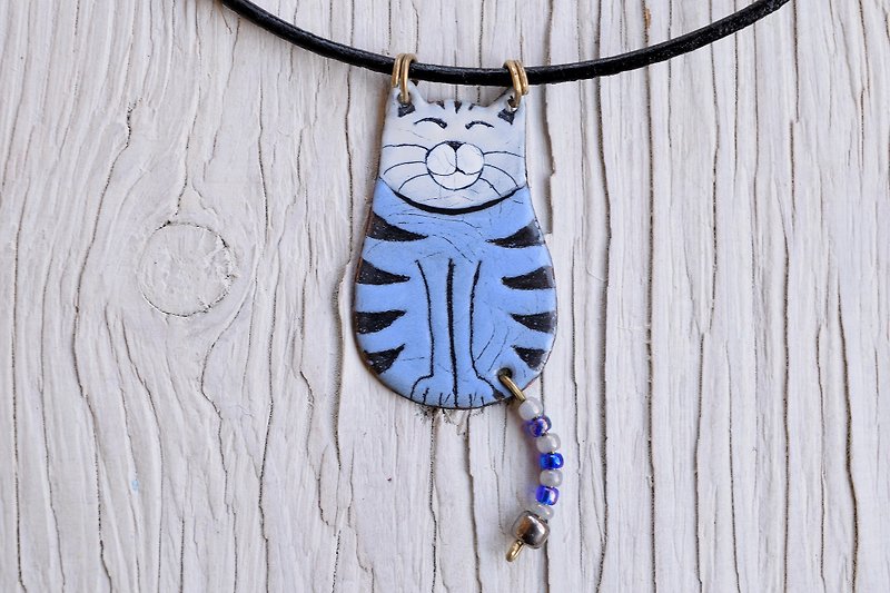 Enamel Jewelry, Pendant, Cat Necklace, Enamel Pendant, Enamel Jewelry,  - 项链 - 珐琅 蓝色