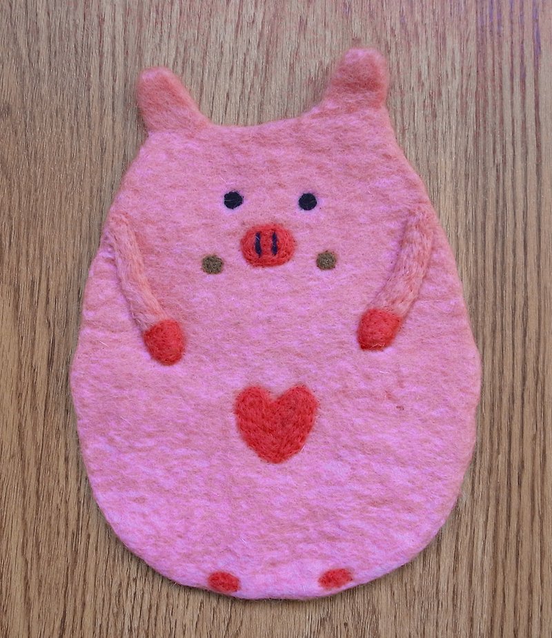 羊毛毡 手工 餐垫 锅垫 隔热垫 动物 20cm 猪 - 餐垫/桌巾 - 羊毛 粉红色