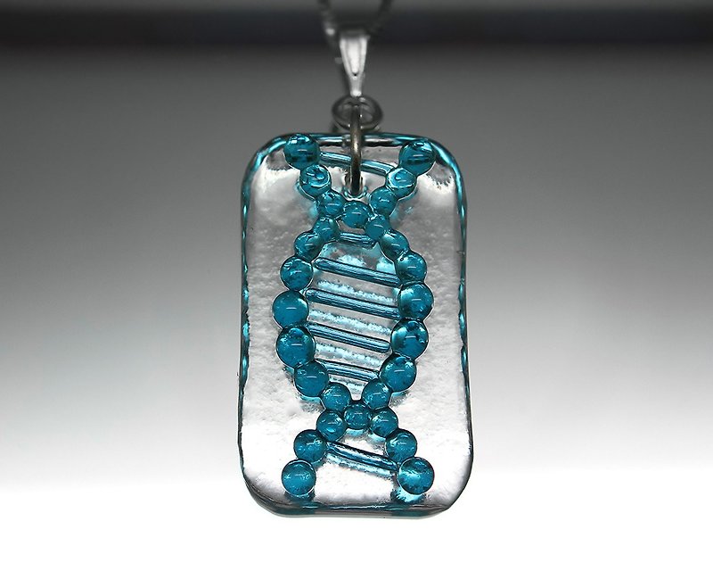 Science jewelry DNA necklace for women Molecular biology gift for her - 项链 - 玻璃 蓝色