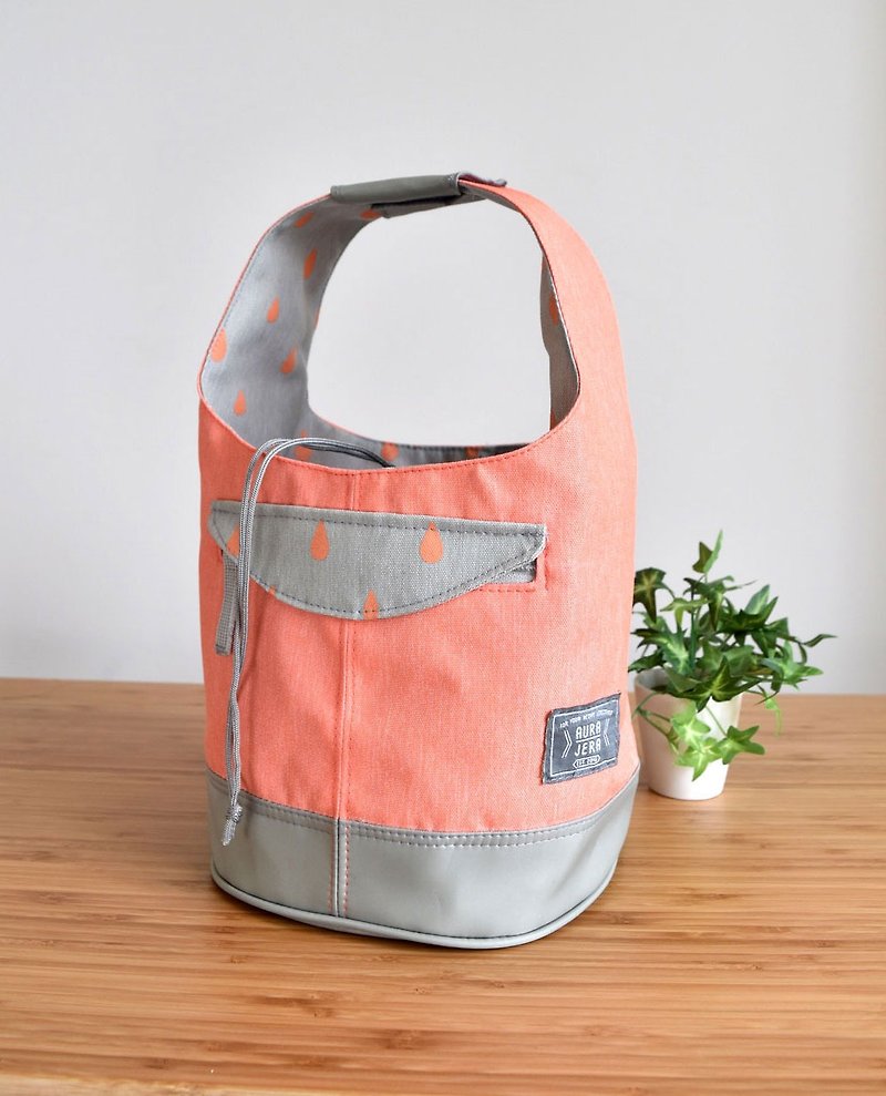 small peach drawstring bag,lunch bag,small purse,small bag - 手提包/手提袋 - 聚酯纤维 粉红色