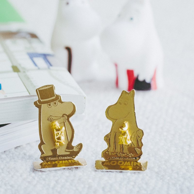 Moominpappa & Moominmamma Earrings  - Silver 925 plated with Gold - 耳环/耳夹 - 其他金属 金色
