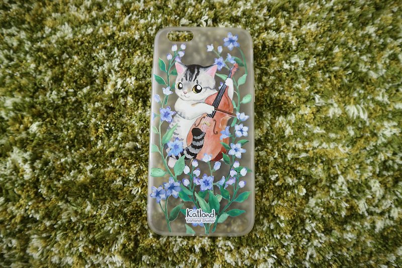 自家设计 - 紫花音乐家猫手机壳 保护套Phone Case F2Z02 - 手机壳/手机套 - 塑料 灰色