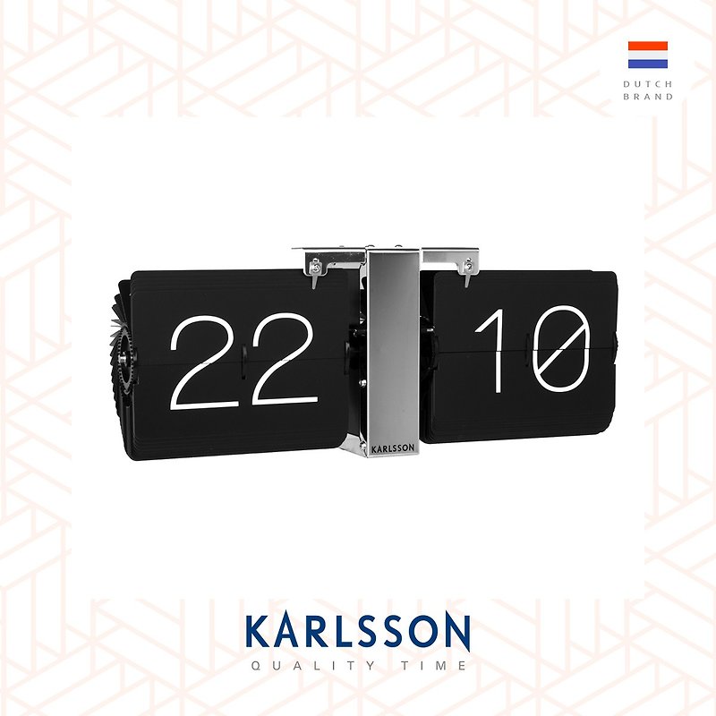 Karlsson, Flip clock No Case black, chrome stand黑色翻页银座 - 时钟/闹钟 - 其他金属 黑色