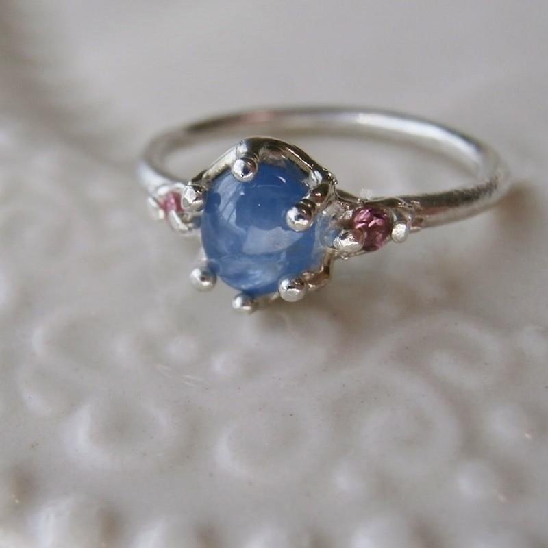 サファイヤとピンクトルマリンの指輪 - 戒指 - 其他金属 蓝色