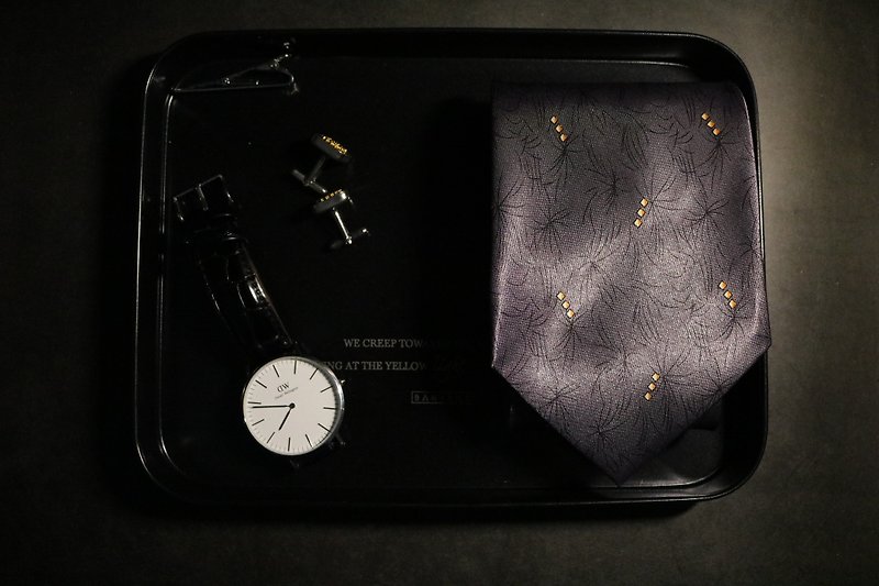 紫色蒲公英花紋領帶正裝紳士necktie - 领带/领带夹 - 丝．绢 紫色