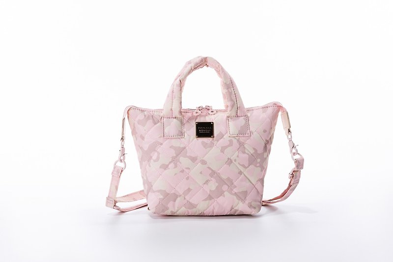 【2月精选】VOVAROVA 菱格纹迷你小手袋-  迷彩布丁 - 粉红 - 手提包/手提袋 - 其他人造纤维 粉红色