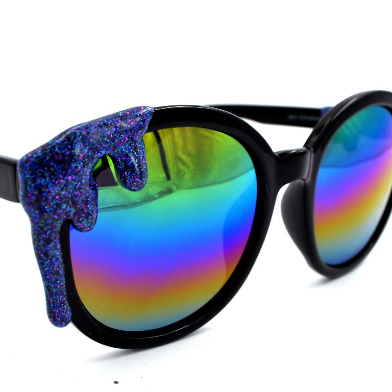 紫蓝色闪粉溶雪糕 黑色太阳眼镜 - 眼镜/眼镜框 - 塑料 黑色