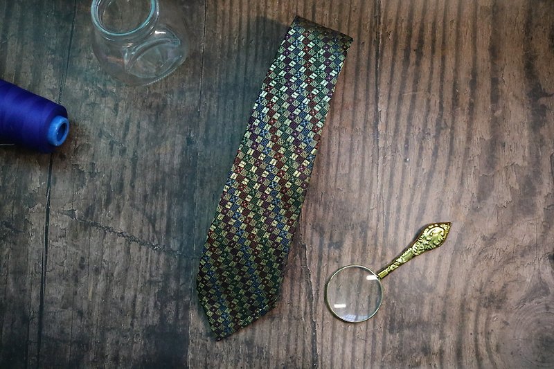 金色菱格復古領帶正裝商務百搭Neckties - 领带/领带夹 - 聚酯纤维 多色