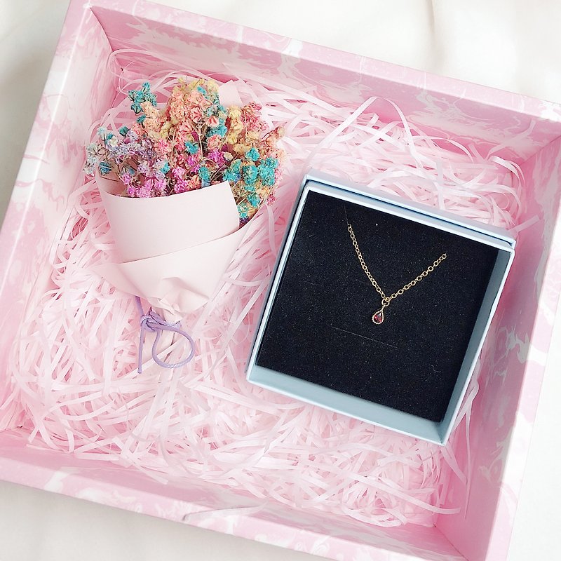 彩虹母亲节礼物 干燥花 宝石 颈链 礼盒  定制 生日 结婚  姐妹 - 项链 - 玻璃 多色