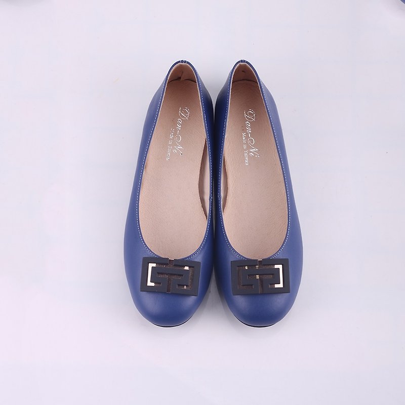Maffeo 娃娃鞋 芭蕾舞鞋 万字柔软日本小牛皮娃娃鞋(蓝色) - 芭蕾鞋/娃娃鞋 - 真皮 蓝色