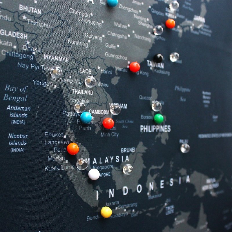 加购商品-世界地图专用水晶球钉 (家饰 布置 布幔 墙壁装饰 Map) - 地图 - 塑料 多色