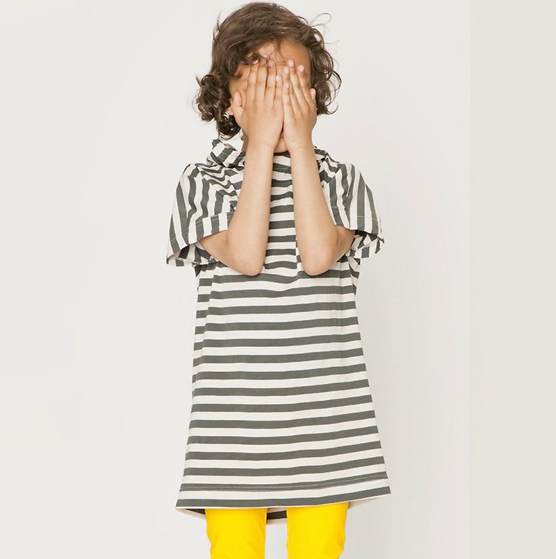 瑞典童装有机棉长版上衣5岁至10岁条纹 - 童装上衣 - 棉．麻 黑色