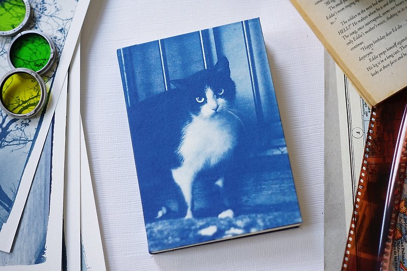 手工蓝晒笔记本 - 守护猫 - 笔记本/手帐 - 纸 蓝色