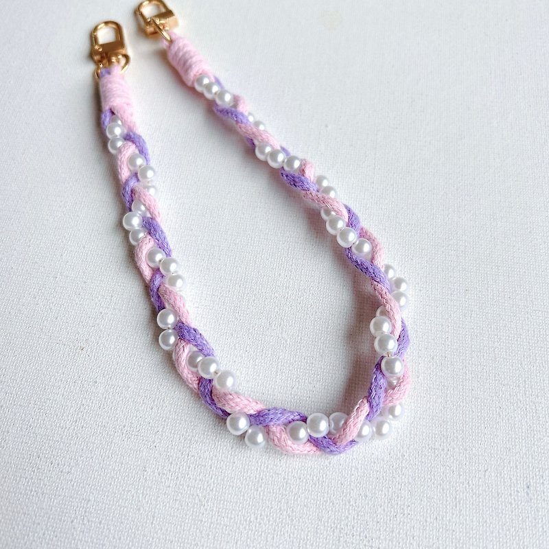 浪漫女孩珍珠编织 手机背带手机挂绳手机壳 - 手机配件 - 塑料 粉红色