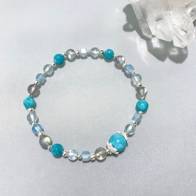 Ops Amazonite bracelet-天河石/海水蓝宝/纯银/手环/拉长石/幸运 - 手链/手环 - 宝石 蓝色