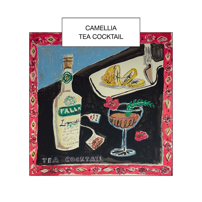 山茶花茶鸡尾酒（海报&卡片） - 海报/装饰画/版画 - 纸 红色