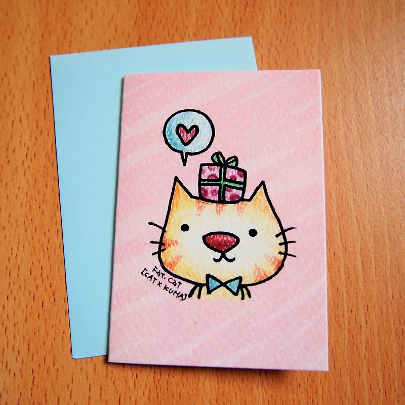 万用小卡片 -  猫猫祝福你(粉) - 卡片/明信片 - 纸 多色