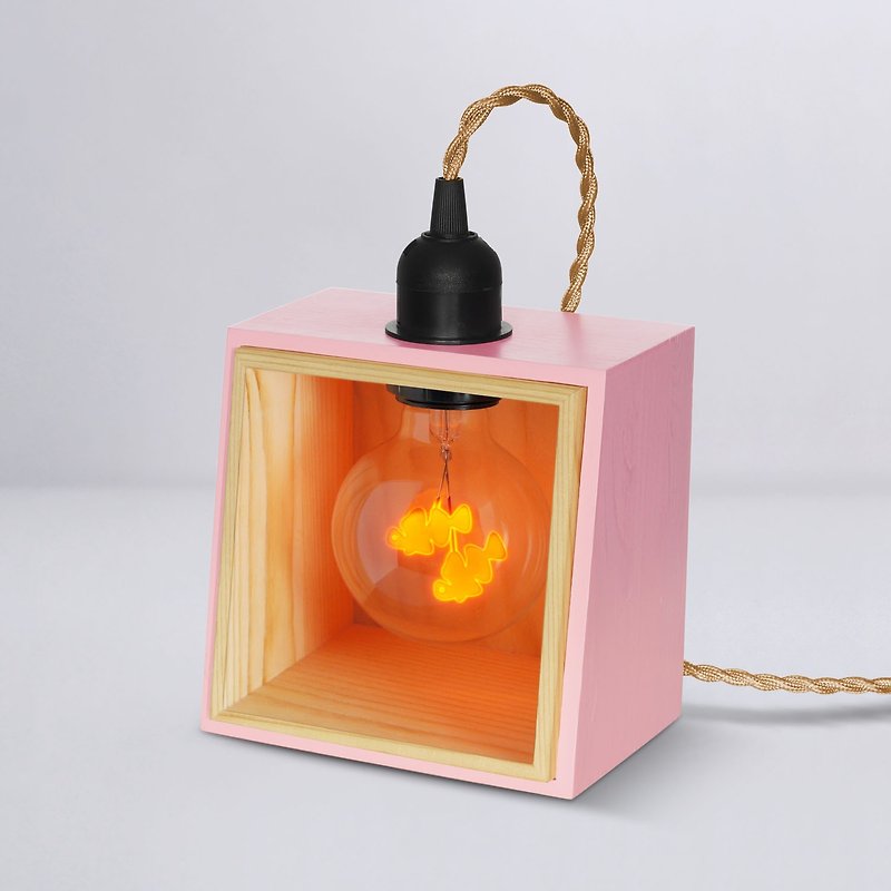 方形木制小夜灯 - 含1 个 自由双鱼灯泡 Edison-Style 爱迪生灯泡 - 灯具/灯饰 - 木头 黑色