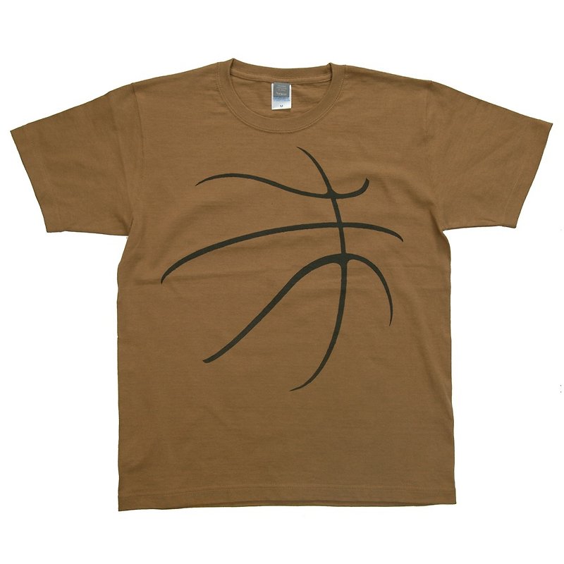 バスケットボール　プリントTシャツ　ユニセックスXXLサイズ - 中性连帽卫衣/T 恤 - 棉．麻 咖啡色