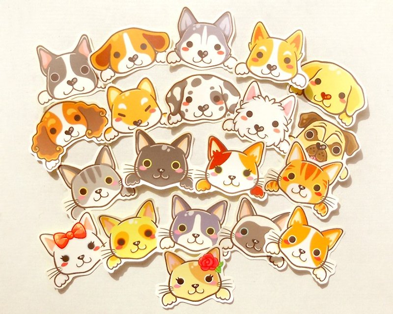 猫狗贴纸组20入 - 宠物贴纸 - Cats and Dogs Stickers - 贴纸 - 纸 多色