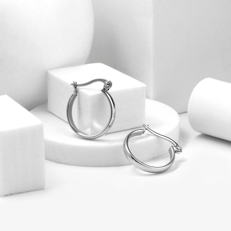 Recovery 弧面耳环(钢制亮银) - 耳环/耳夹 - 不锈钢 银色