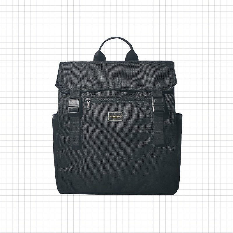 BJ2 方型质感后背包(小) BJ2-1325-BK-S【 台湾原创品包包品牌】 - 后背包/双肩包 - 尼龙 黑色