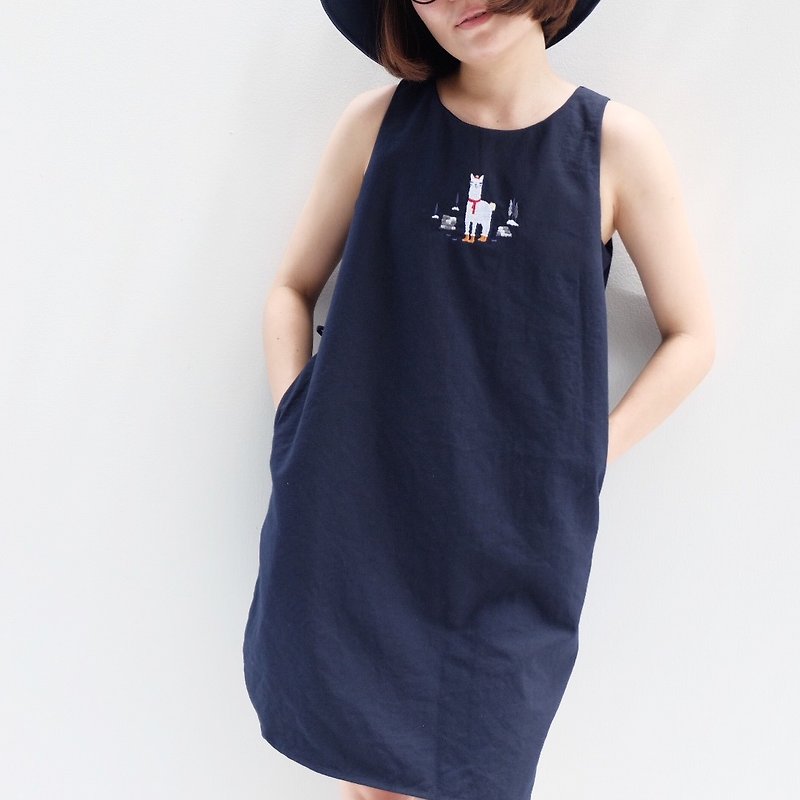 Alpaca Dress - Navy Color - 洋装/连衣裙 - 其他材质 蓝色