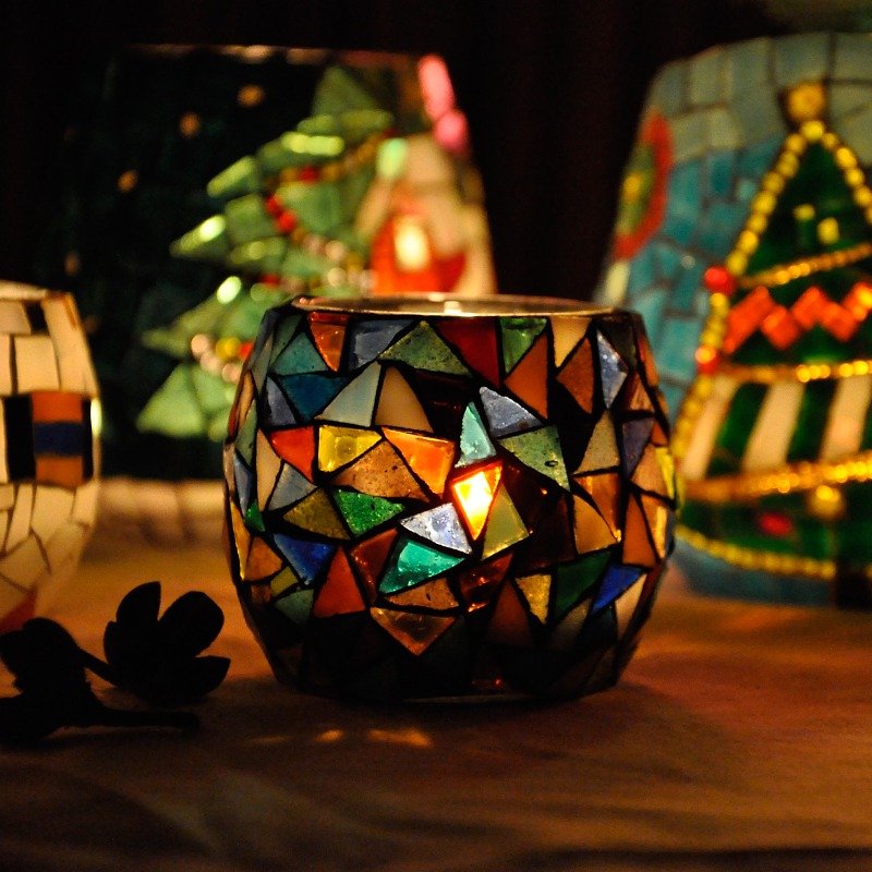 手工彩色玻璃马赛克烛台 浪漫聖誕礼物 原创设计 浪漫家居装饰 - 蜡烛/烛台 - 玻璃 