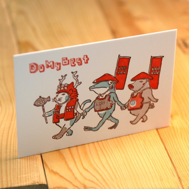 活版印刷グリーティングカード　真田幸村猫 - 卡片/明信片 - 纸 红色