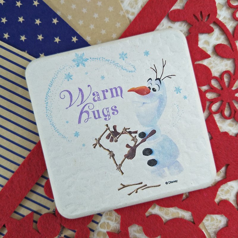 【圣诞礼物】雪宝-正版迪士尼圭藻土吸水方垫(不含石绵) - 杯垫 - 其他材质 白色