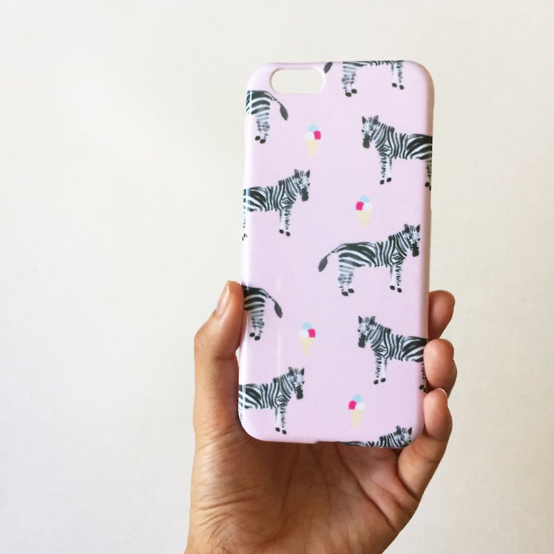 斑马与冰淇淋 粉红亮面手机壳 可定制化手机壳 - 手机壳/手机套 - 塑料 粉红色
