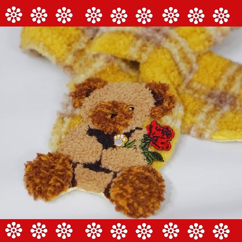 羊绒小熊可爱日系围巾围脖圣诞礼物 - 围巾/披肩 - 羊毛 黄色
